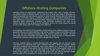 Offshore cloud hosting