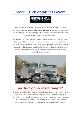 Austin Trucking Accident Lawyers