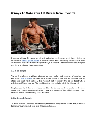 6 Ways To Make Your Fat Burner More Effective