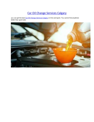 Car Oil Change Services Calgary