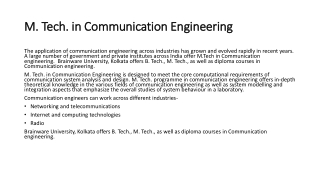 M. Tech. in Communication Engineering