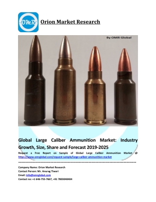 Global Large Caliber Ammunition Market Growth, Size, Share, Industry Report and Forecast to 2019-2025