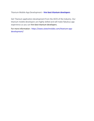 Titanium Mobile App Development – hire best titanium developers