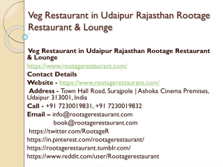 Veg Restaurant in Udaipur Rajasthan Rootage Restaurant & Lounge