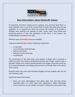 Key Information about Butterfly Valves