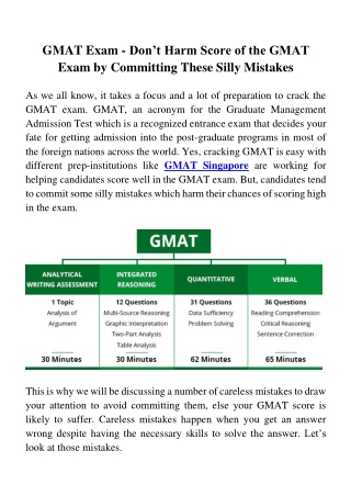 GMAT Exam - Don’t Harm Score of the GMAT Exam by Committing These Silly Mistakes