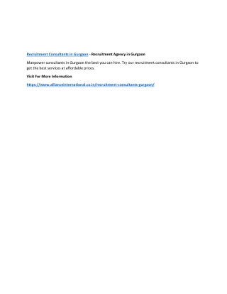 Recruitment Consultants in Gurgaon - Recruitment Agency in Gurgaon