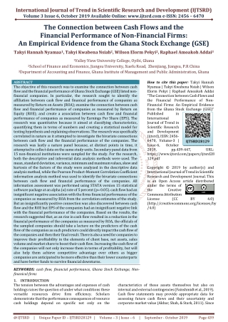 The Connection between Cash Flows and the Financial Performance of Non Financial Firms An Empirical Evidence from the Gh