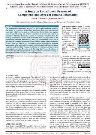 A Study on Recruitment Process of Competent Employees at Lumina Datamatics