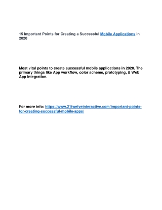 15 Important Points for Creating a Successful Mobile Applications in 2020