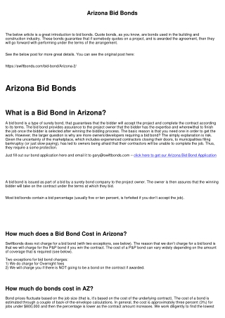 Arizona Bid Bonds