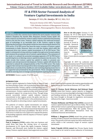 IT and ITES Sector Focused Analysis of Venture Capital Investments in India