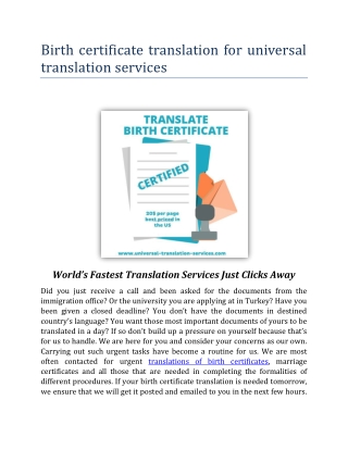 Birth Certificate Translation for Universal Translation Services
