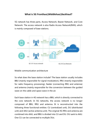 What is 5G Fronthaul,Middlehaul,Backhaul?