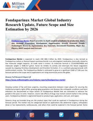 Fondaparinux Market 2020 Industry Analysis By Company, Regions, Type And Application, Trends, And Forecasts -2026