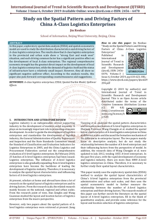 Study on the Spatial Pattern and Driving Factors of China A Class Logistics Enterprises