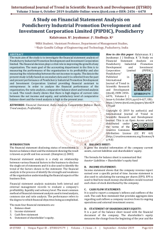 A Study on Financial Statement Analysis on Pondicherry Industrial Promotion Development and Investment Corporation Limit