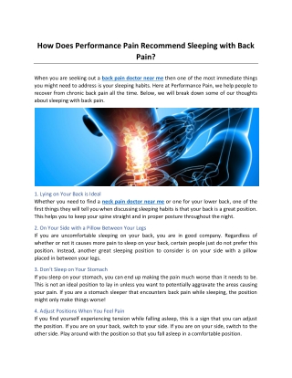 How Does Performance Pain Recommend Sleeping with Back Pain?