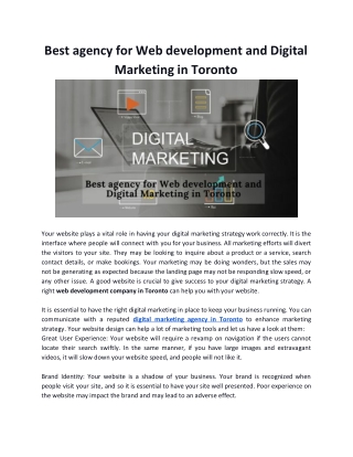 Best agency for Web development and Digital Marketing in Toronto