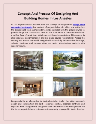 Concept And Process Of Designing And Building Homes In Los Angeles