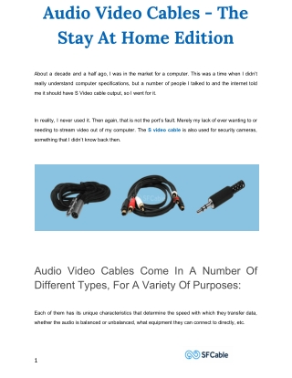 Audio Video Cables: The Stay At Home Edition