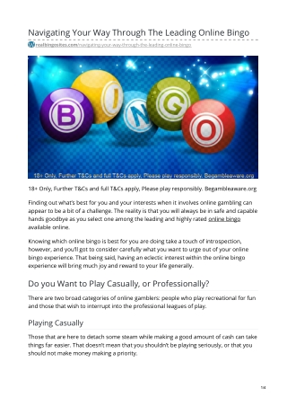 Navigating Your Way Through the Leading Online Bingo