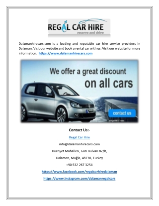 Dalaman Car Hire - |-( Dalamanhirecars.com )