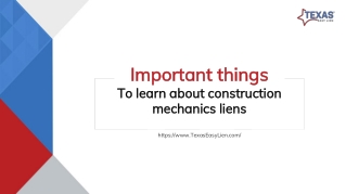 Important things to learn about construction mechanics liens