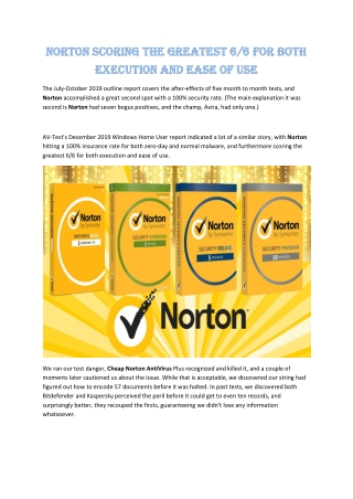 Norton scoring the greatest 6/6 for both execution and ease of use