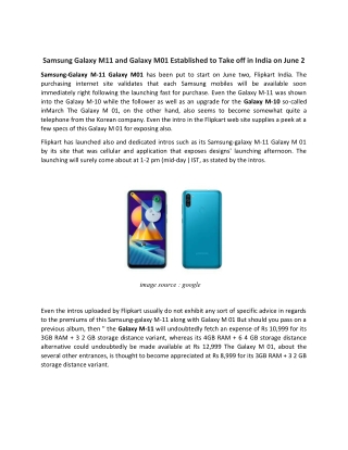 Samsung Galaxy M11 and Galaxy M01 Established to Takeoff in India on June 2