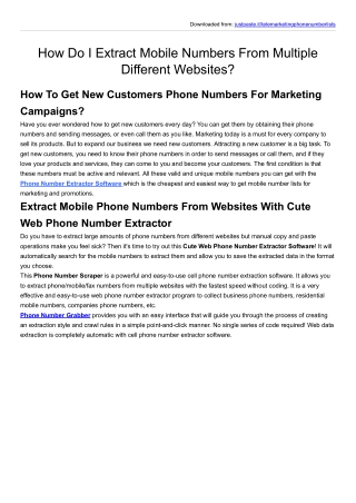 How Do I Extract Mobile Numbers From Multiple Different Websites?