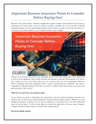 Important Bassoon Insurance Points to Consider Before Buying One!