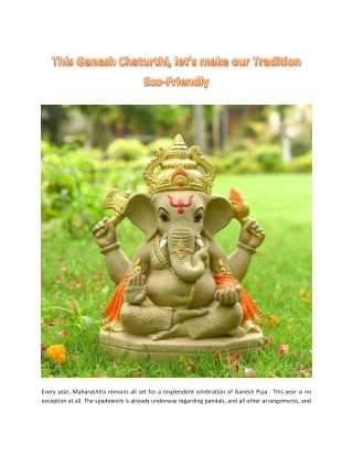 This Ganesh Chaturthi, let’s make our Tradition Eco-Friendly