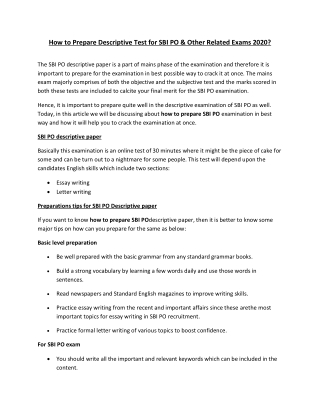 How to Prepare Descriptive Test for SBI PO & Other Related Exams 2020?