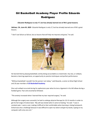 Gil Basketball Academy Player Profile Eduardo Rodriguez