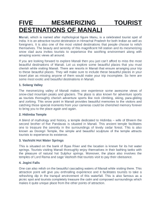 Himachal Yatri - FIVE MESMERIZING TOURIST DESTINATIONS OF MANALI