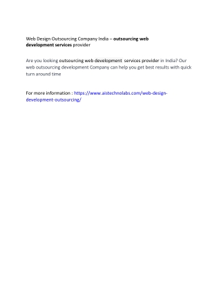 Web Design Outsourcing Company India – outsourcing web development services provider