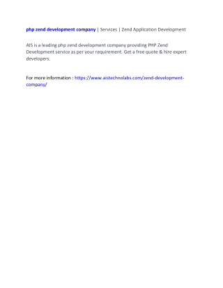 php zend development company | Services | Zend Application Development
