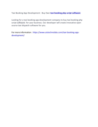 Taxi Booking App Development - Buy Own taxi booking php script software