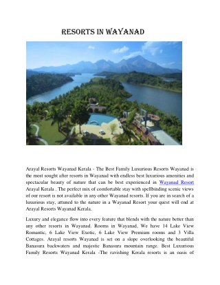 Honeymoon Resorts In Wayanad