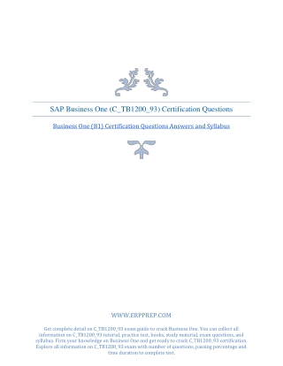 SAP Business One (C_TB1200_93) Certification Questions Answers PDF