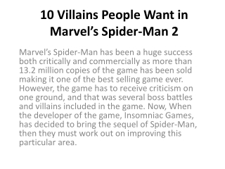 10 Villains People Want in Marvel’s Spider-Man 2