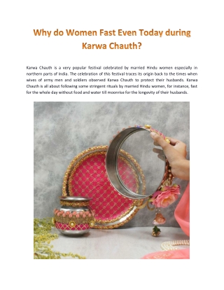 Why do Women Fast Even Today during Karwa Chauth?