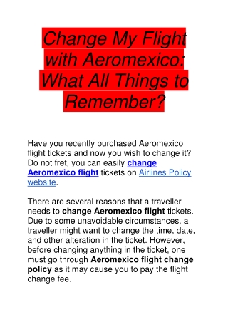 Change My Flight With Aeromexico