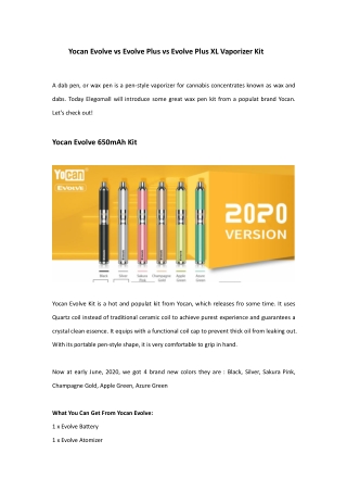 Yocan Wax Pen Kits - Evolve Series Review