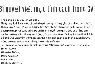 Viet tinh cach trong CV xin viec