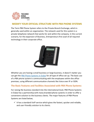 Modify Your Official Structure With PBX Phone Systems