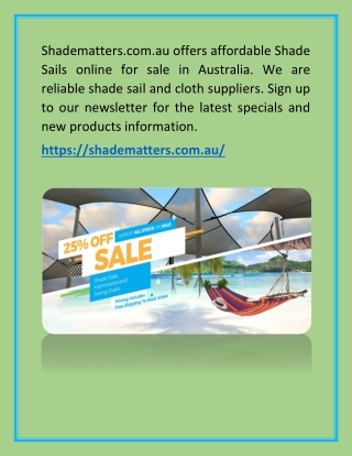 Ready Made Shade Sails for Sale - |-( Shadematters.com.au )