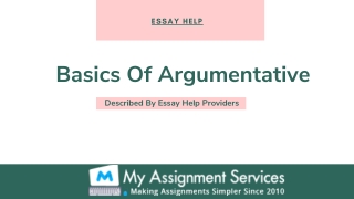 Basics Of Argumentative Described By Essay Help Providers