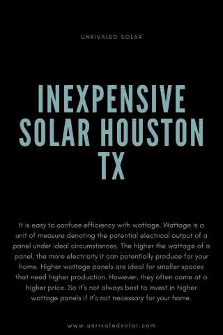 Inexpensive Solar Houston TX | Unrivaled Solar